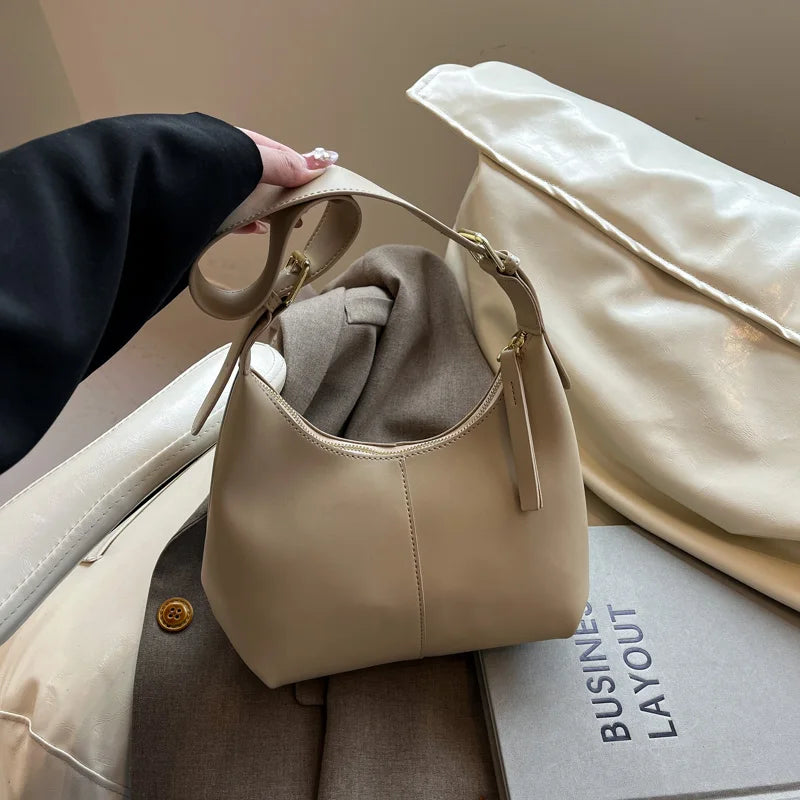 PU Leather Crossbody Bag | Women’s Small Retro Baguette Style Shoulder Bag with Hasp Closure