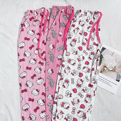 Hello Kitty Pajama Pants Anime Cartoon Sanrio Home Pants Couple Home Sleepwear Trousers Leisure Home Clothing