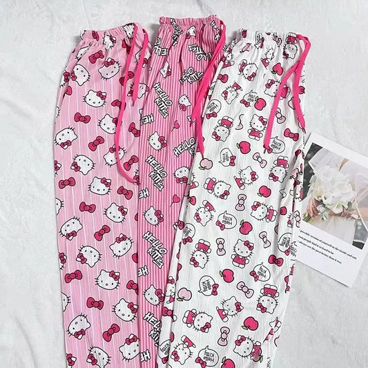 Hello Kitty Pajama Pants Anime Cartoon Sanrio Home Pants Couple Home Sleepwear Trousers Leisure Home Clothing