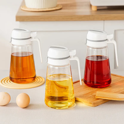 Olive Oil Dispenser Bottle - Auto Flip Glass Kitchen Container Leakproof for Cooking Oil Soy Sauce Coffee Syrup