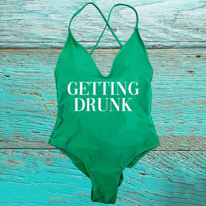 GETTING MARRIED Padded Bride  One Piece Swimsuit GETTING DRUNK Women Swimwear Bathing Suit Swimming Suit Summer SQUAD Beachwear