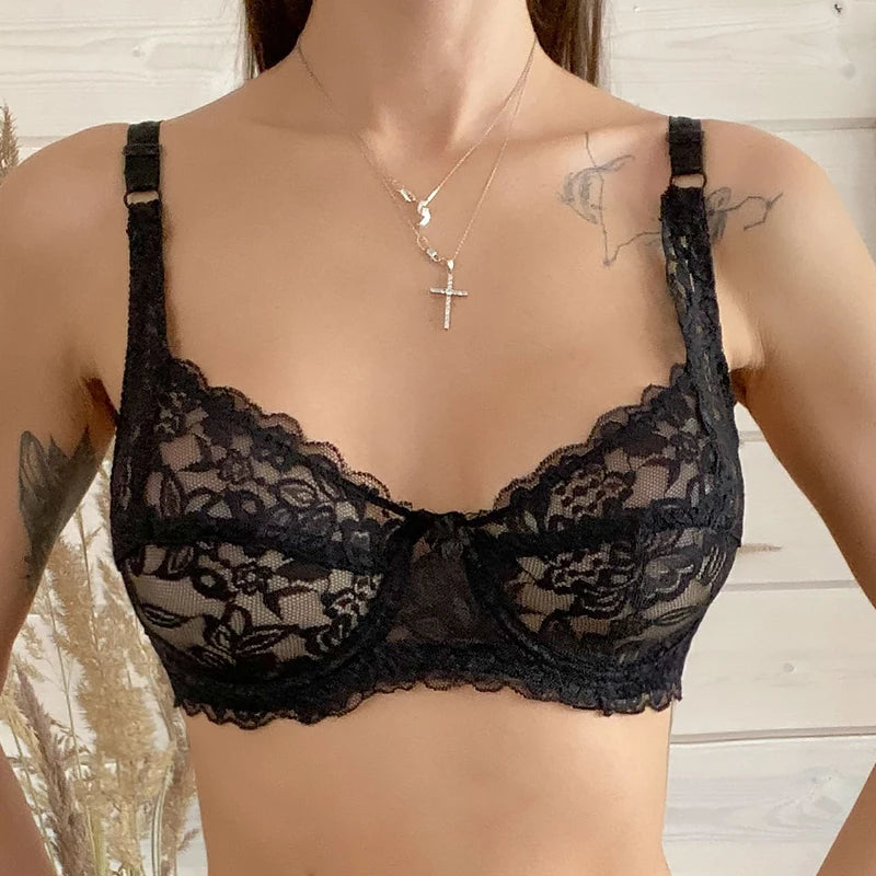 Women Sexy Lace Bras Plus Size Push Up Bralette Hollow Out Lingerie Embroidery Bra Brassiere Female Underwired Underwear
