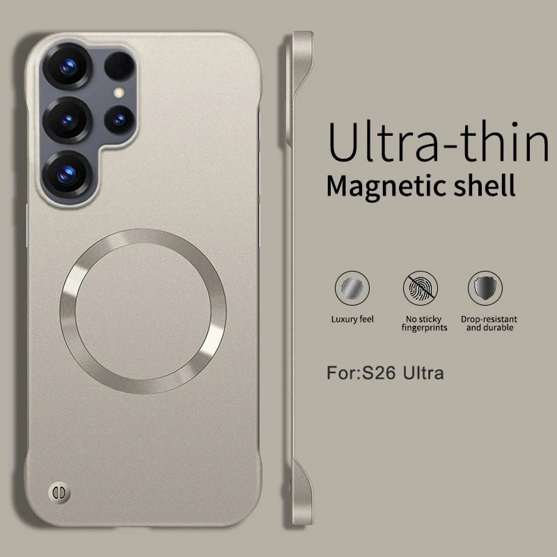 Ultra Thin Metallic Paint Magnetic Case For Samsung Galaxy S26 Ultra S25 S24 S23 Plus S22 Frameless Cooling Hard PC Cover Funda