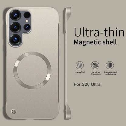 Ultra Thin Metallic Paint Magnetic Case For Samsung Galaxy S26 Ultra S25 S24 S23 Plus S22 Frameless Cooling Hard PC Cover Funda