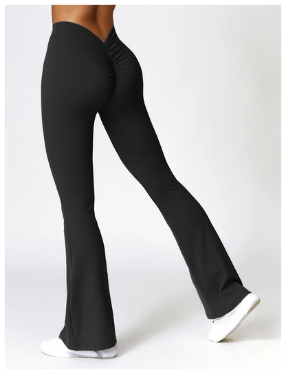 New Yoga Pants Flare Leggings Women High Waist Wide Leg Pants Women Gym Fitness Sports Flared Pant Dance Trousers V-shaped Hip