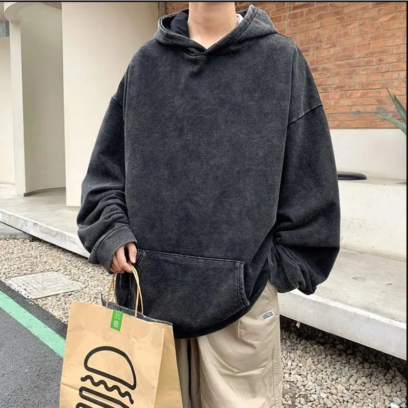 Retro American Hip-hop Street Style Retro Autumn and Winter New Washed Loose Trendy New Unisex Hoodie