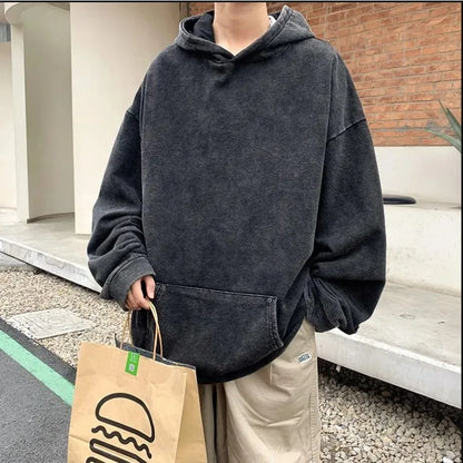 Retro American Hip-hop Street Style Retro Autumn and Winter New Washed Loose Trendy New Unisex Hoodie
