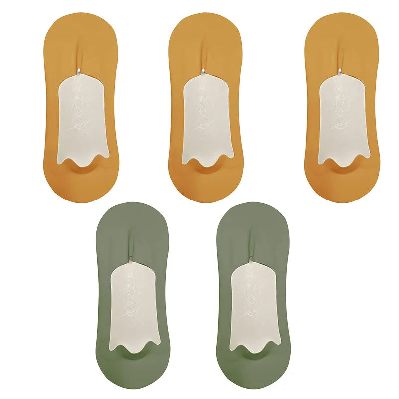 5pairs Men's Cotton Socks Summer Breathable Ultra-thin No Show Ice Silk Sock Silicone Non-slip Bottom Absorb Sweat Men Boat Sock