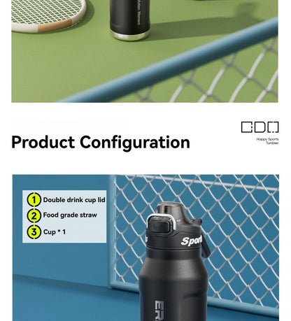 Insulated Water Bottle Stainless Steel Tumble Cycling Cold And Hot Flasks Double Wall Portable With Handle Sports Outdoor Cup