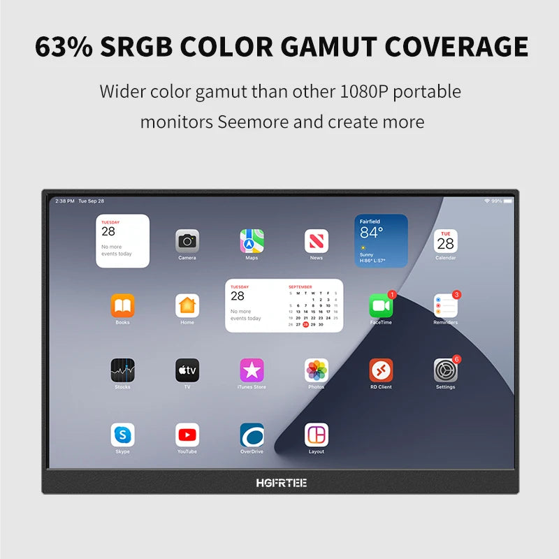 Portable Gaming Monitor 14.1 Inch IPS Screen Extended Display with Dual Speakers