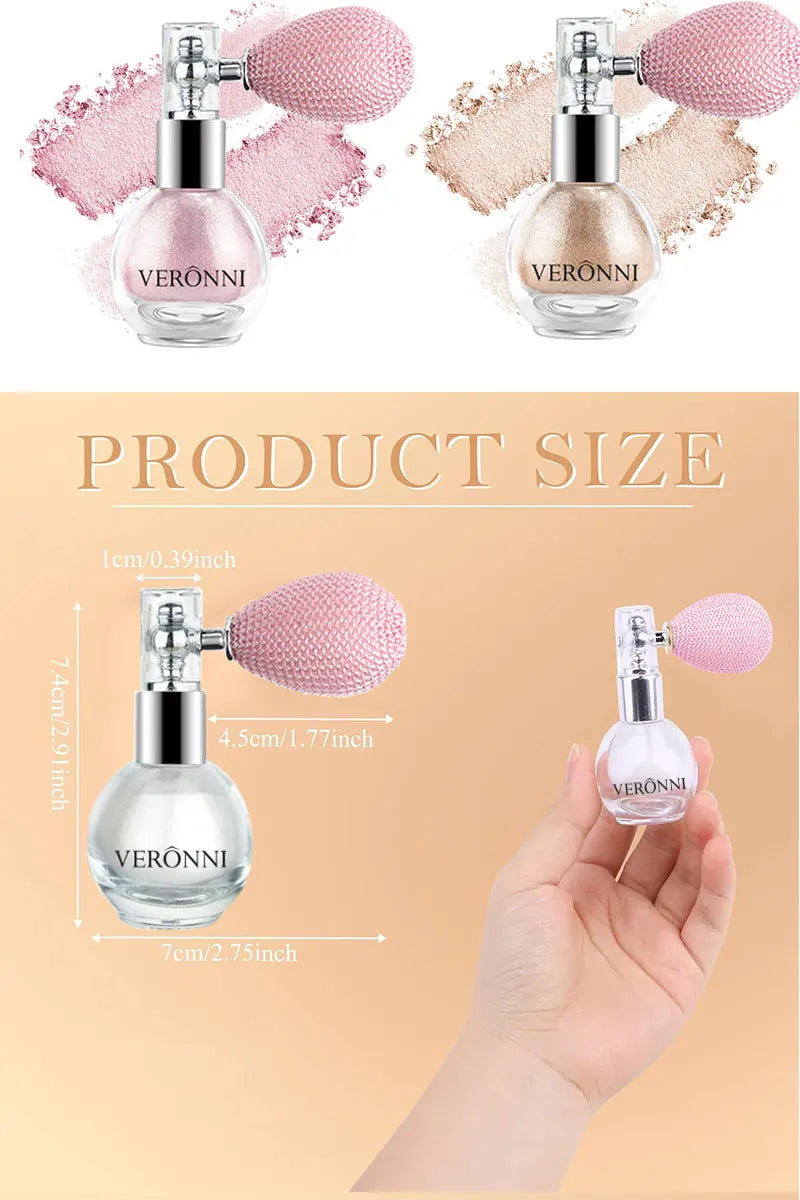 6-Color Diamond Highlighter Powder Spray Waterproof High Gloss Glitter Body Bronzer Highlight Powder Face Contour Illuminator