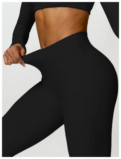 Women Yoga Suit - Quick Dry Gym Tracksuit With Long Sleeve Top & High Waist Leggings