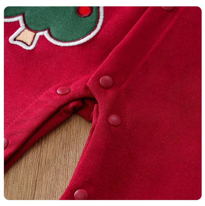 Baby Romper Cotton - Newborn Unisex Velvet Santa Elk Long Sleeve 0-18 Months