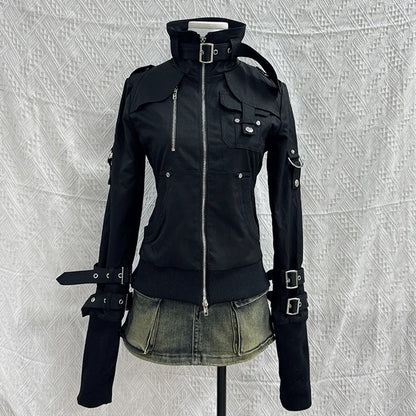 Goth Hoodies Y2k Clothing 2000s Vintage Women Punk Zipper Winter Hooded Korean Streetwear Harajuku Sweatshirts Girl Sweet Hoody