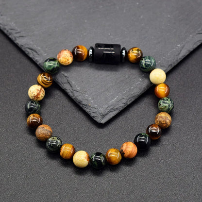 12 Zodiac Constellation Signs Bracelets for Men Women Real Natural Tiger Eye Stone Bead Bracelet Leo Taurus Charm Couple Jewelry
