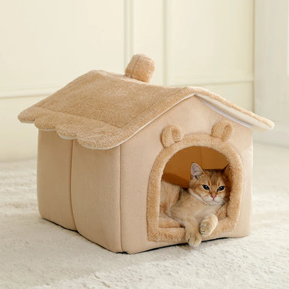 Foldable Pet House Removable Washable Cat House Puppy Cave Sofa Pet Bed House for Extra Small Dogs and Small and Medium Cats