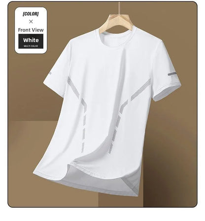 Men's Ice-Silk T-Shirt – Quick-Dry Breathable Round-Neck Tee (Plus Size)