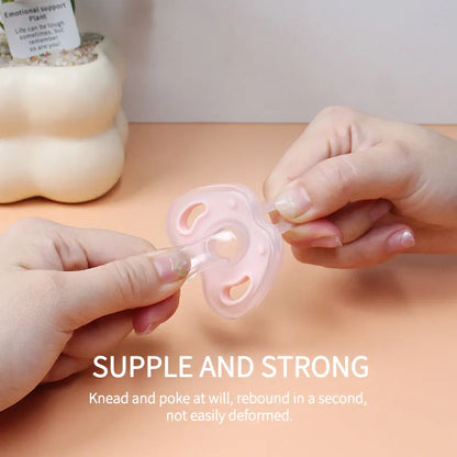 3Pcs Baby Apple Pacifier Set Silicone Soother with Spring pacifier chain and PP storage Box 100% BPA Free Portable Pacifier Set