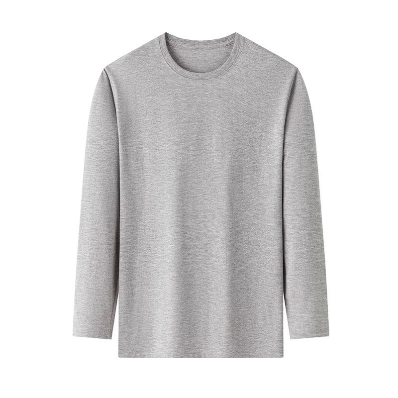 Men's Cotton T-Shirt - Long Sleeve Tee | Breathable Solid Color Shirt, Casual Summer Top