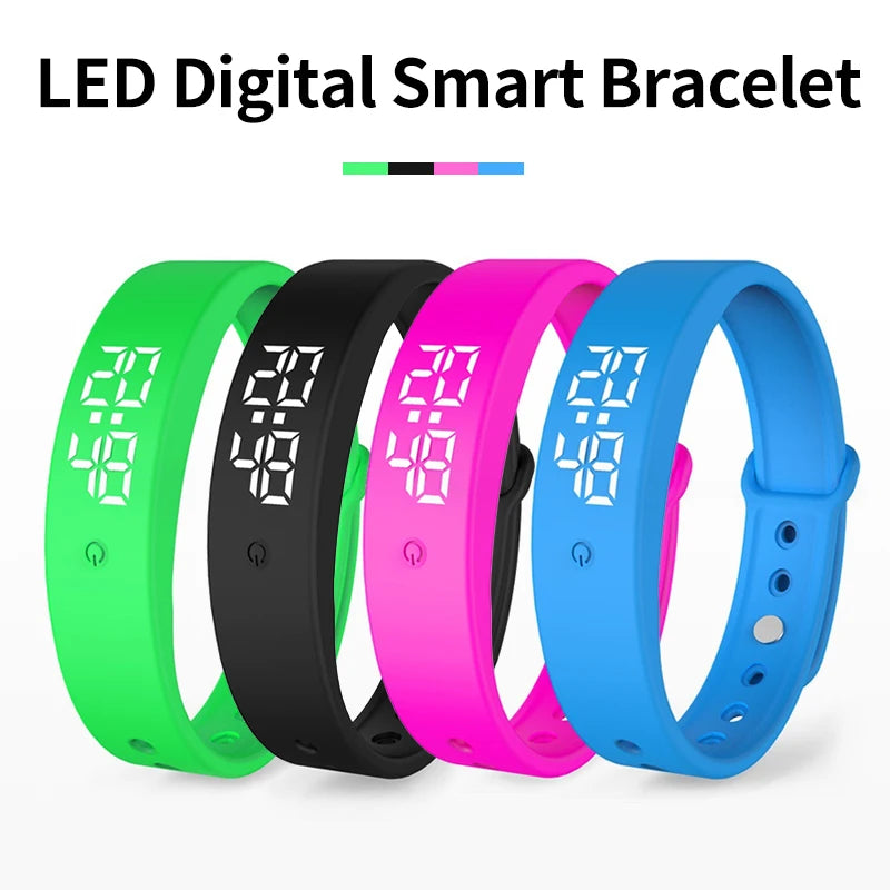 LED Digital Smart Bracelet Monitor Thermometer Vibration Alarm Wristband Smart Bracelet Waterproof Smartband for Student