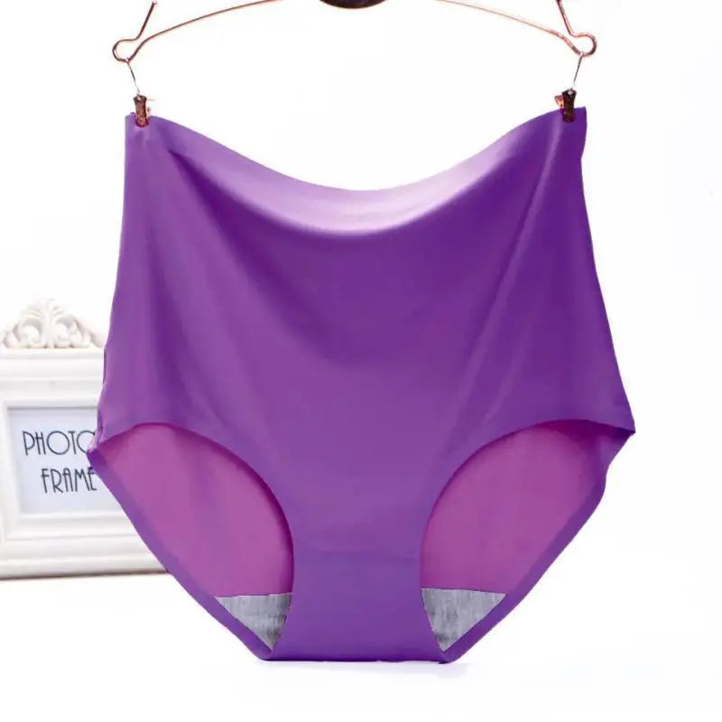 Plus Size women seamless Panties ice silk smooth soft Sexy Underwear Women High Waist Ultrathin Breathable underpants 50-100kg