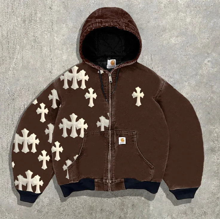 Y2K Leopard Print Hoodie – Unisex Harajuku Hip Hop Style Zip-Up Pullover Sweatshirt for Couples