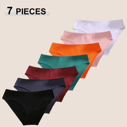7Pcs Cotton Breathable Panties Women Comfortable Underwear Seamless Low Waist Underpants Fashion Girls Solid Color Sexy Lingerie