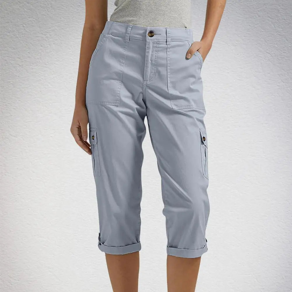 Women's Capris Joggers Mid Rise Cropped Cargo Pants Summer Quick Dry Hiking Pants with Multi Pockets Lightweight Summer Bottoms