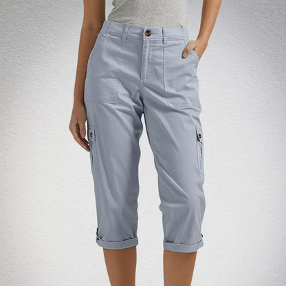 Women's Capris Joggers Mid Rise Cropped Cargo Pants Summer Quick Dry Hiking Pants with Multi Pockets Lightweight Summer Bottoms