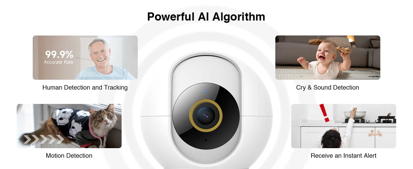 IMILAB WiFi 6 Indoor Baby Monitor Camera with AI Detection Night Vision 2-Way Audio 360° PTZ for Child Safety C21/C22