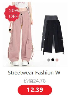 Women Y2K Streetwear Cargo Pants Vintage Fashion High Waist Baggy Trousers Female Loose Sweatpants Wide Leg Joggers Trousers