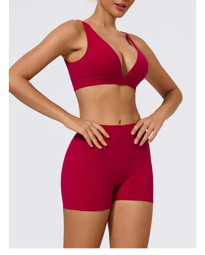 Hearuisavy Summer 2Pcs Women Sports Suit High Impact Push-Up Sports Bra Gym Yoga Tops Underwear High Waist Stretch Fitness Pants