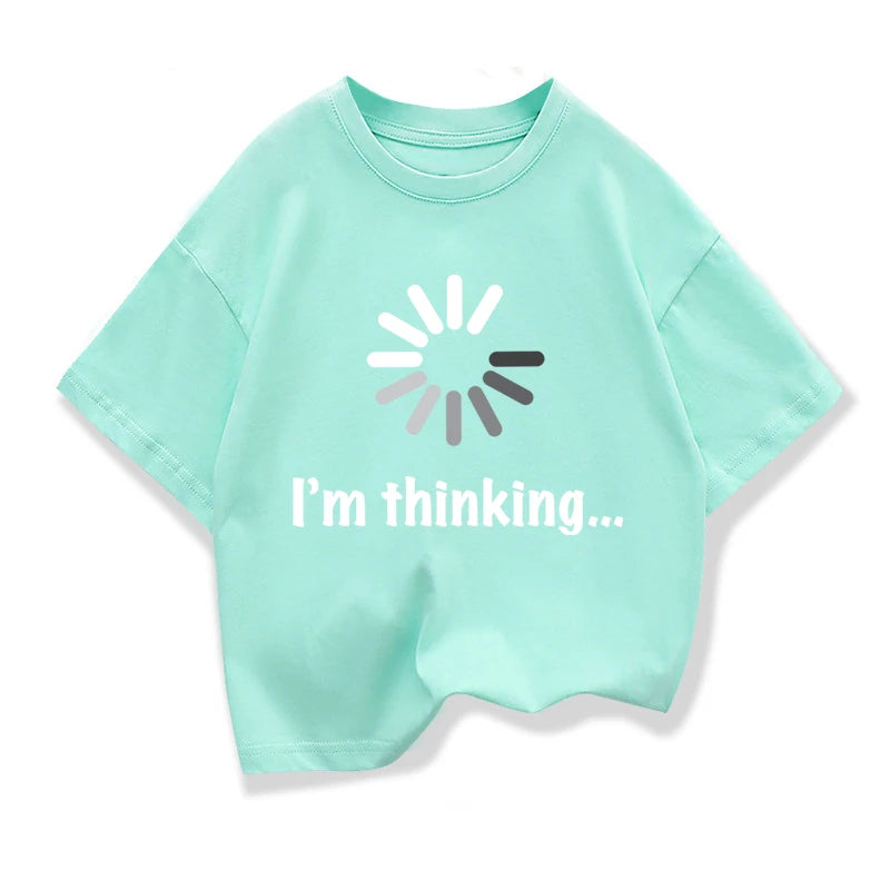 Kids T-shirt High Quality Cotton Funny I‘m Thinking Printed Casual Loose Boys Streetwear Cool T Shirt O-neck Kids Tops Tees