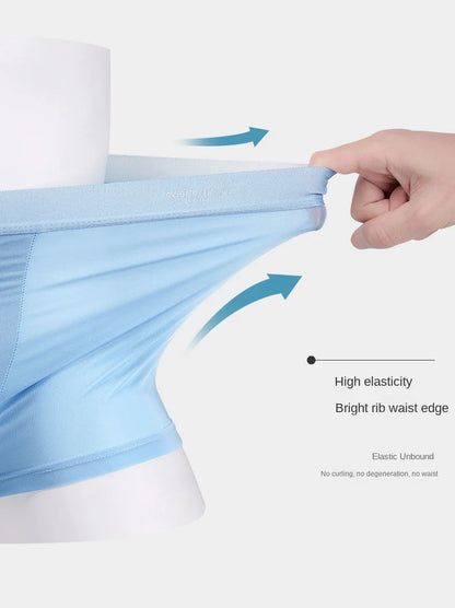 Mens Ice Silk Boxer Shorts - Breathable Cool Underwear Sexy Thin Lingerie Sizes L-6XL 4pcs Set