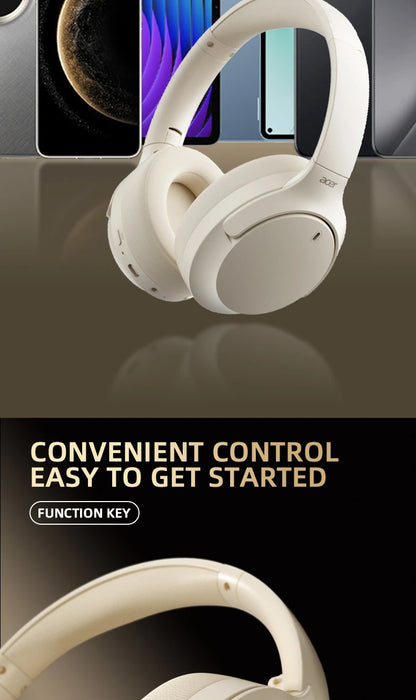 Acer ANC Wireless Headphones HIFI Headset Bluetooth 5.4 ENC HD Mic Head Tracking 3D Spatial Audio -42dB ANC Low Latency OHR305
