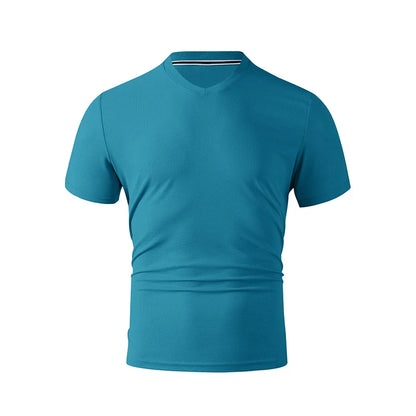 Men's V-Neck T-Shirt - Casual Summer Breathable Short Sleeve Tee, Lightweight Top