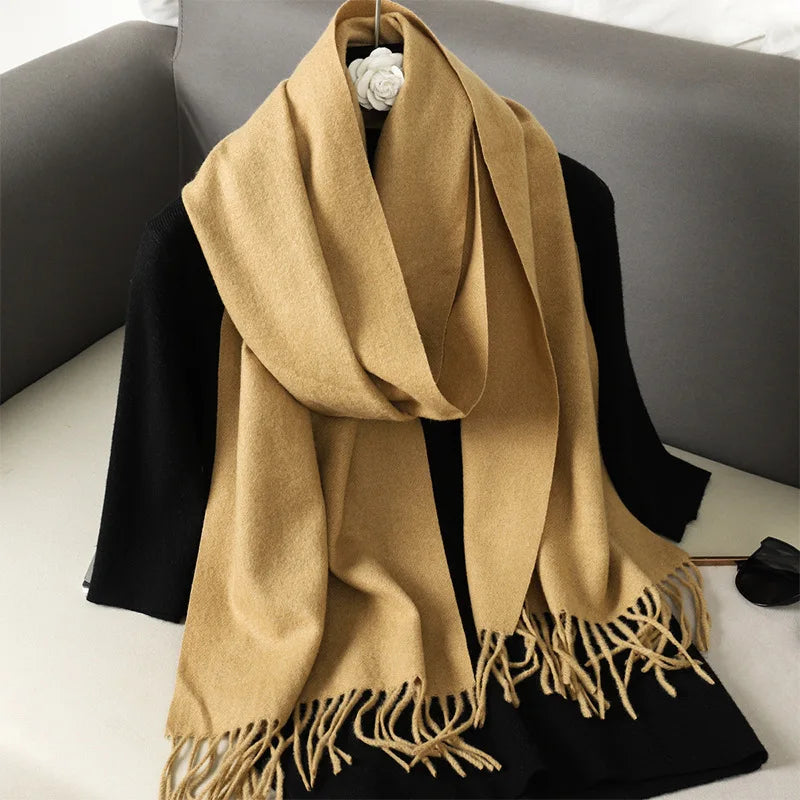 62-Color Cashmere Winter Scarf - Warm Thicken Pashmina Shawl with Tassels