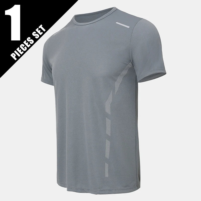 Men's Quick-Dry Sports Shirt – Multicolor Summer Running Badminton Tee with Reflective Strip