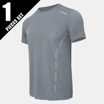 Men's Quick-Dry Sports Shirt – Multicolor Summer Running Badminton Tee with Reflective Strip