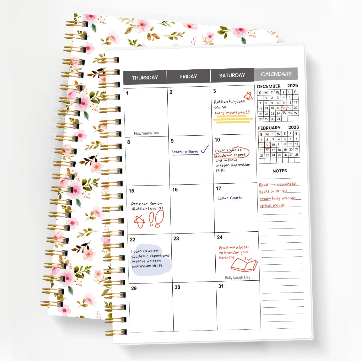 2026-2027 A5 Weekly & Monthly Planner – Jan 2026 to Dec 2027 Spiral Organizer with Calendar & Notes, School & Office Supplies