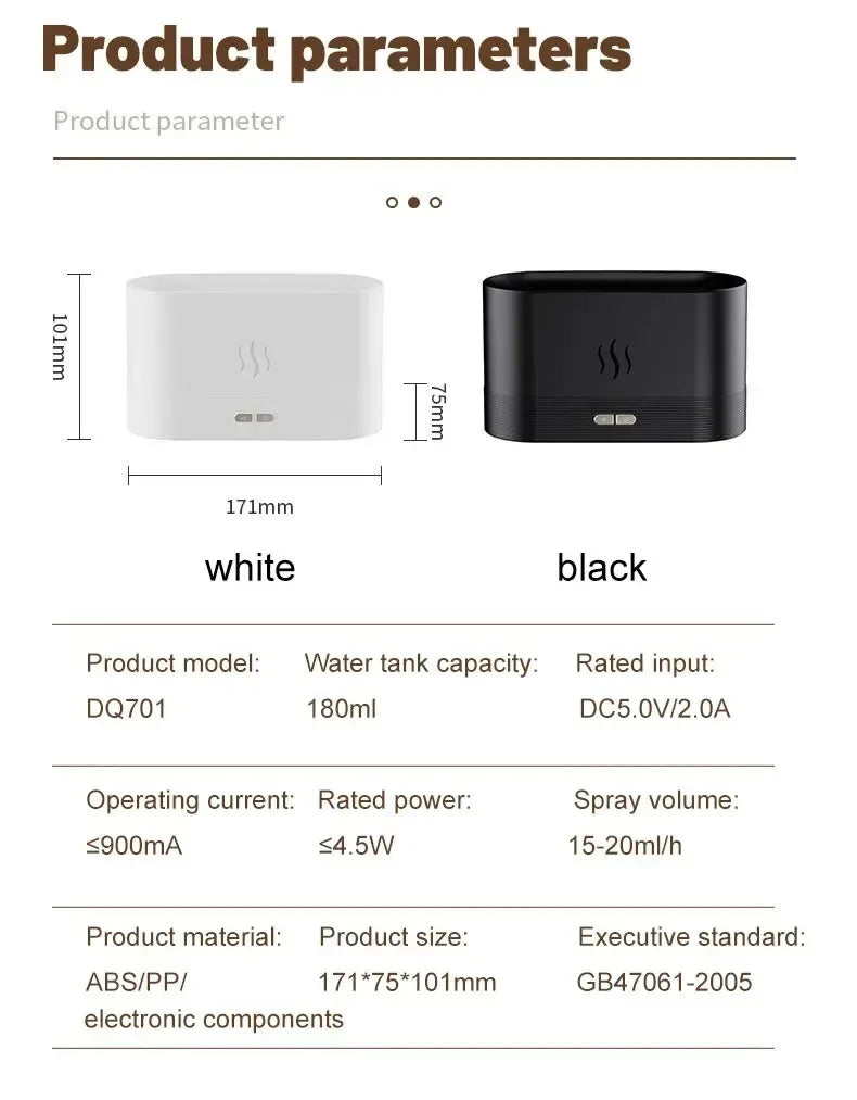 LED Ultrasonic Humidifier with Colorful Flame and Essential Oil Diffuser - ZOOMNSTORE