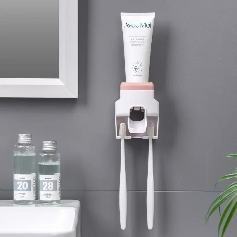 Automatic Toothpaste Dispenser  Toothbrush Holder - Wall Mount Squeezer for Bathroom - ZOOMNSTORE