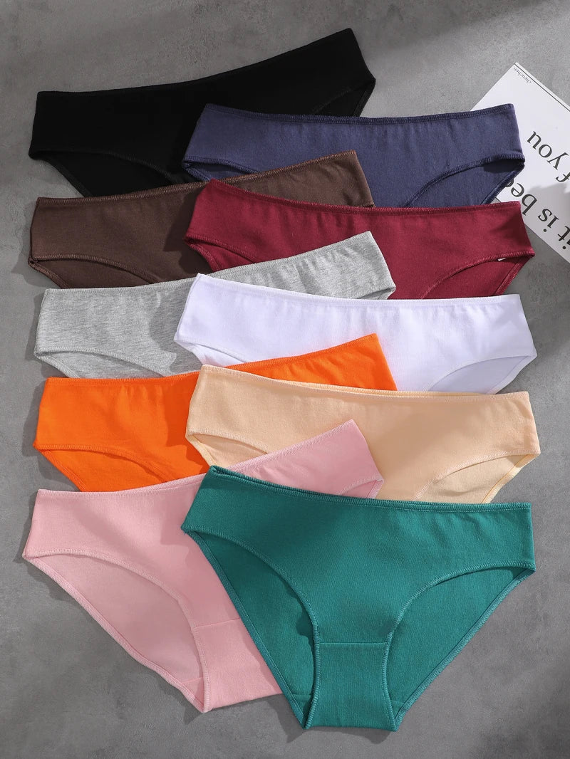 7Pcs Cotton Breathable Panties Women Comfortable Underwear Seamless Low Waist Underpants Fashion Girls Solid Color Sexy Lingerie