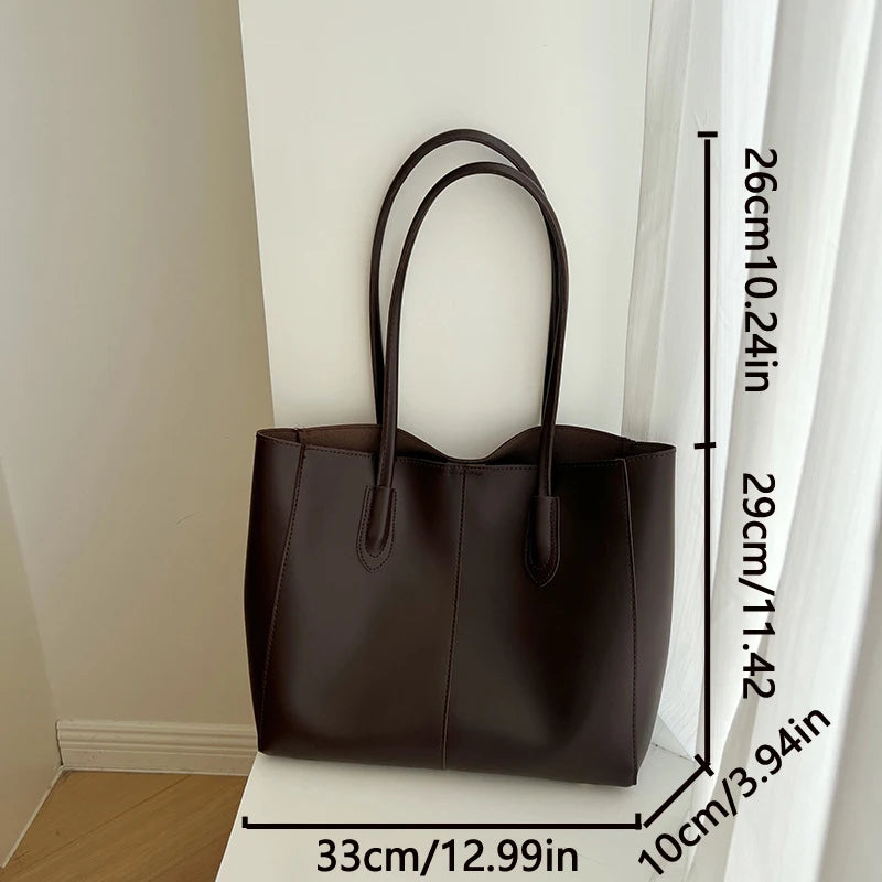 Vintage Women's Tote Bag - Large Capacity PU Leather Shoulder Purse for Everyday Use