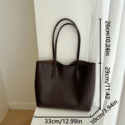 Vintage Women's Tote Bag - Large Capacity PU Leather Shoulder Purse for Everyday Use