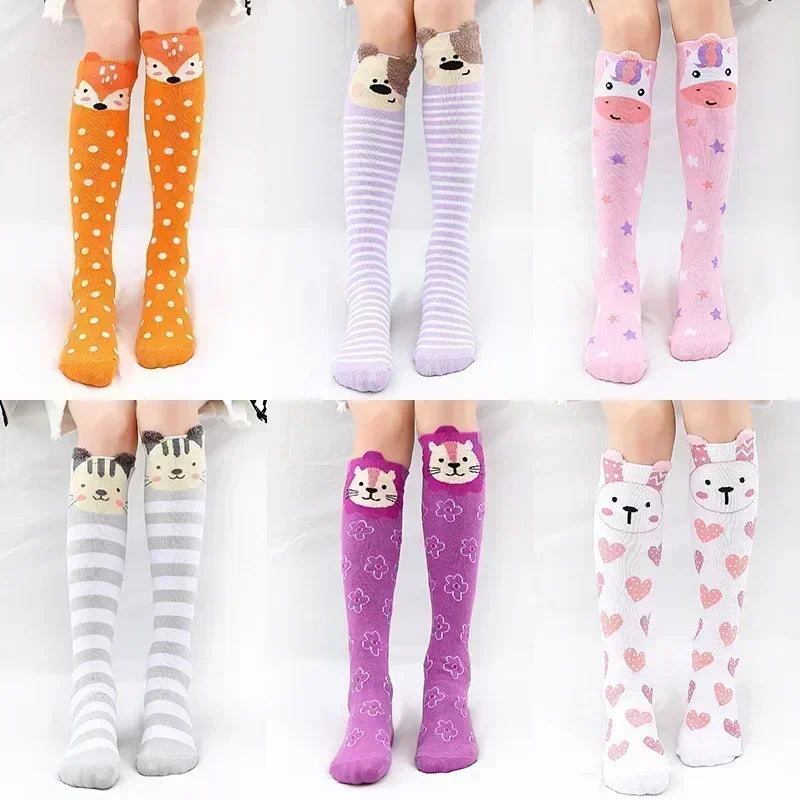 3-12Y Sweet Baby Kids Cotton Warmer Knee High Long Kawaii Socks Cartoon Animal Lovely Princess Girls Children Todder Stockings