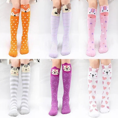 3-12Y Sweet Baby Kids Cotton Warmer Knee High Long Kawaii Socks Cartoon Animal Lovely Princess Girls Children Todder Stockings