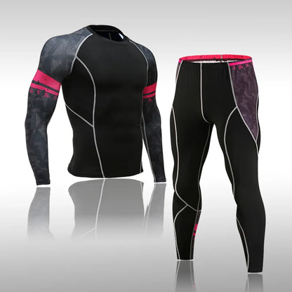 Men's Compression Gym Tights - Muscle Support Workout Pants | Quick Dry Sportswear Set