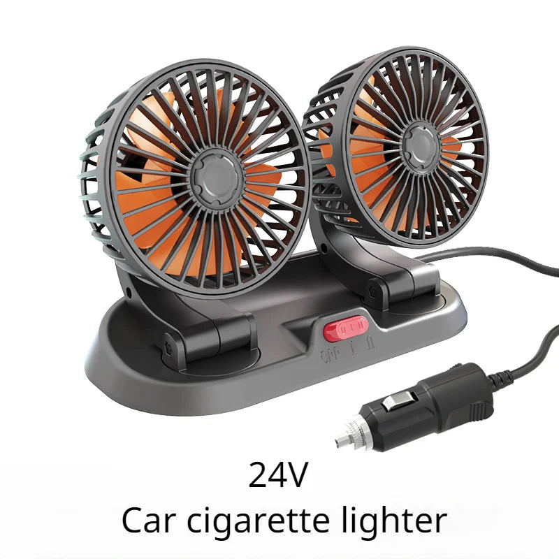 12V Automotive Fan Car Fan 24V 360° Adjustable 3-Head Air Fan Low Noise Multifunctional Temporary Parking Fan for Auto Vehicles