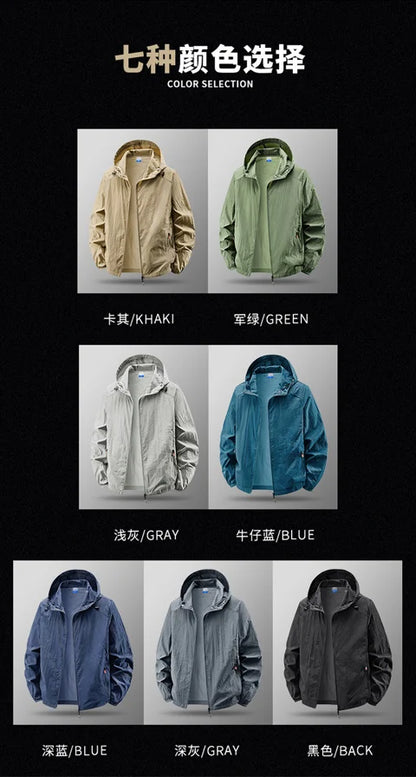 Jacket Mens Spring autumn New men sun protection coat jacket Solid color hooded Jackets casual coat Men's business coats 2318